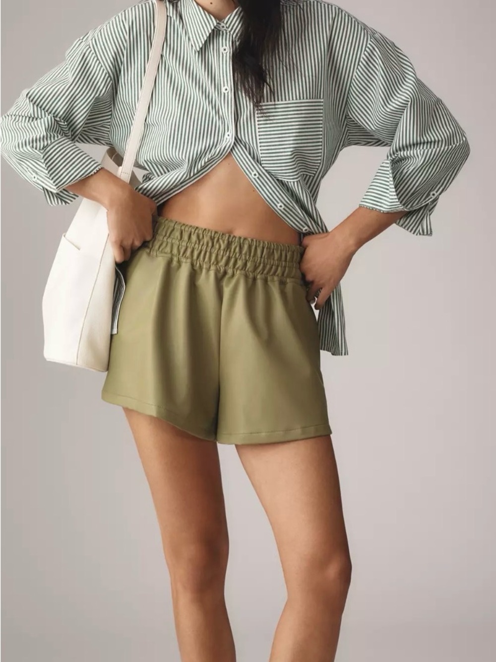 The Somerset Shorts: Faux
Leather Edition, Olive Green.